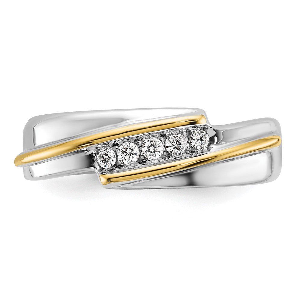 14k Two-tone 1/6ct Lab Grown Diamond VS/SI+ G+ Comp Men's 5 Stone Ring