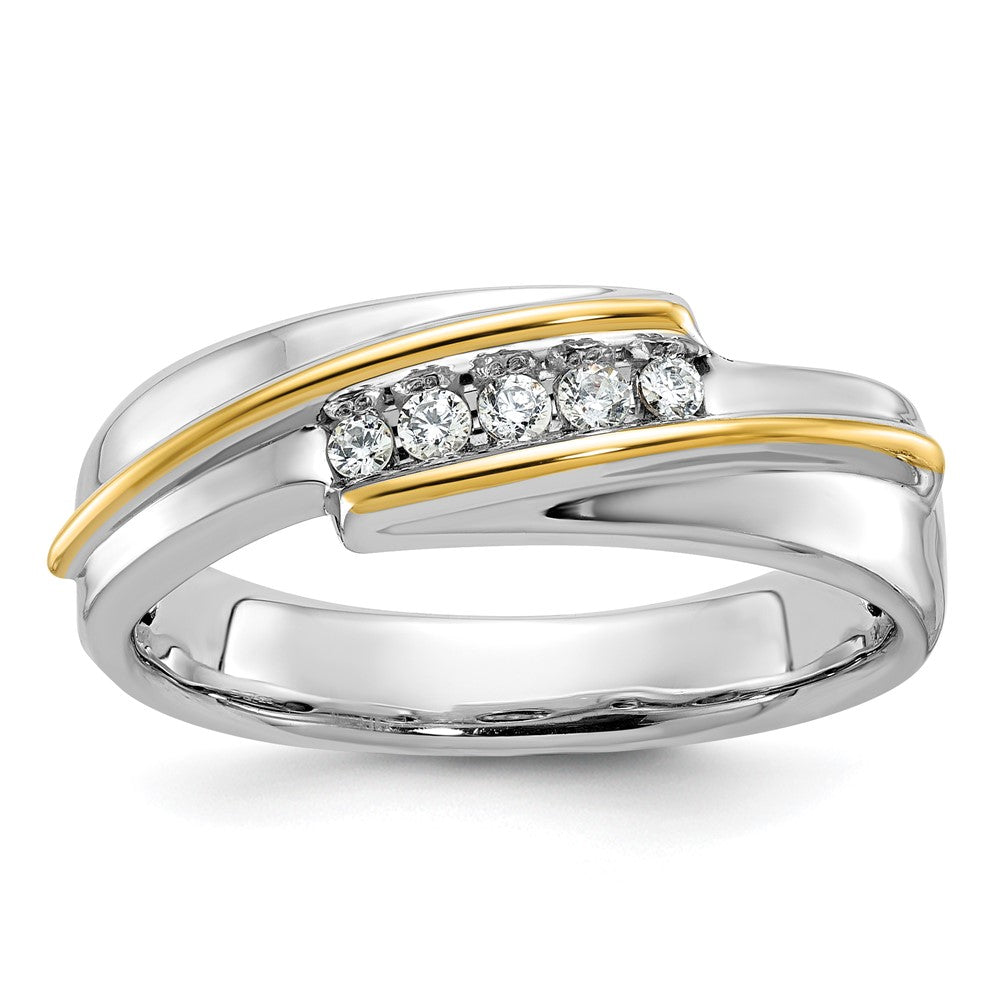14k Two-tone 1/6ct Lab Grown Diamond VS/SI+ G+ Comp Men's 5 Stone Ring