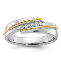 14k Two-tone 1/6ct Lab Grown Diamond VS/SI+ G+ Comp Men's 5 Stone Ring