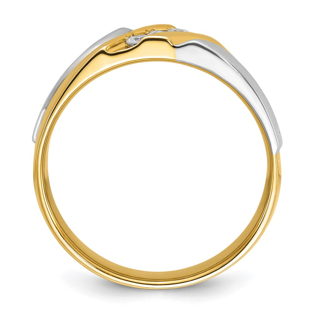 Two-tone Polished Satin & Grooved Engagement Ring Mounting