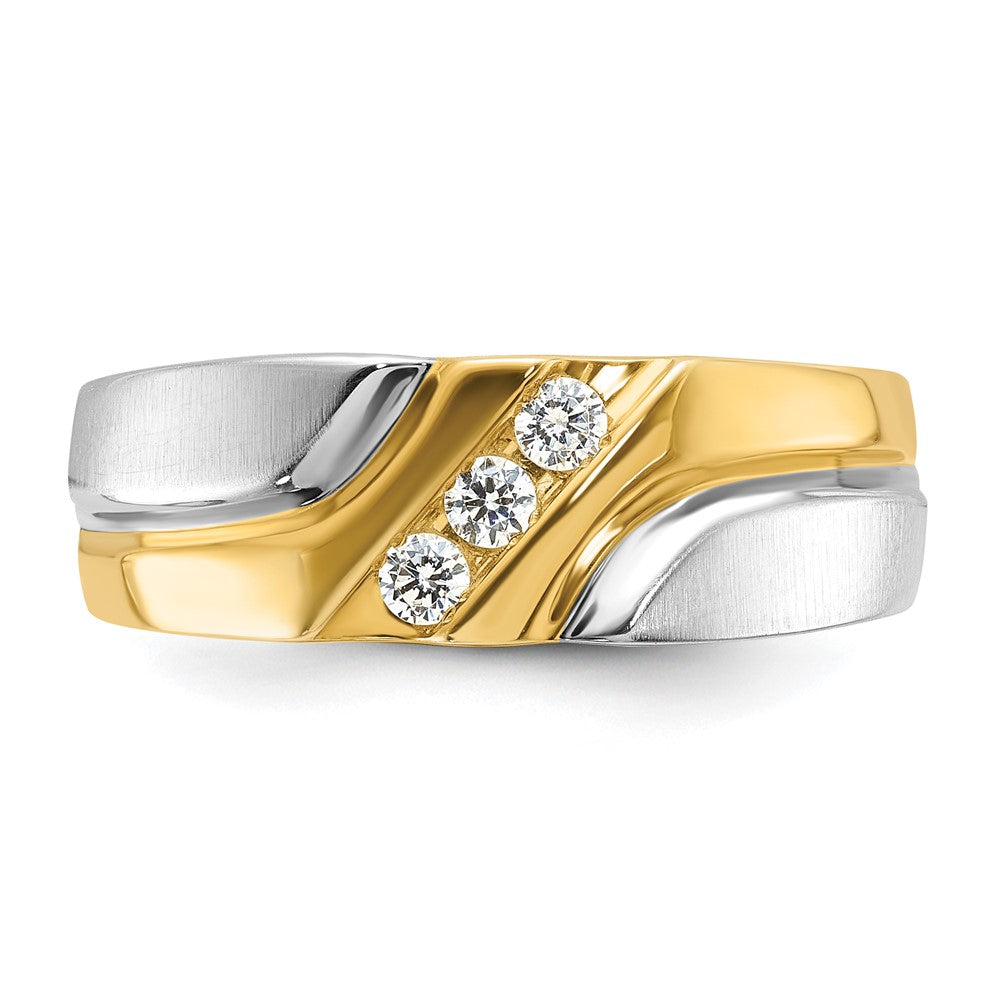 Two-tone Polished Satin & Grooved Engagement Ring Mounting