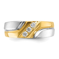 Two-tone Polished Satin & Grooved Engagement Ring Mounting