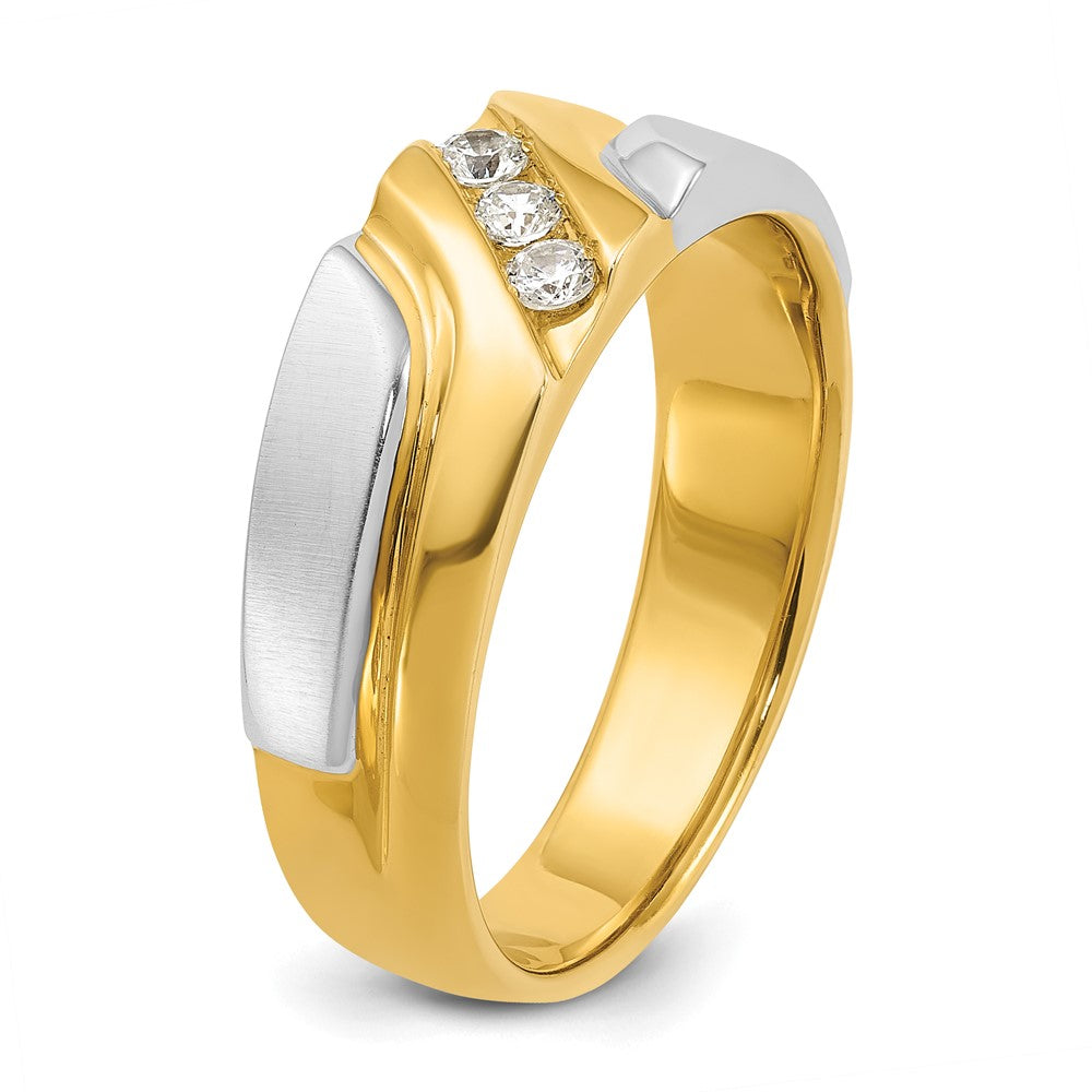 Two-tone Polished Satin & Grooved Engagement Ring Mounting