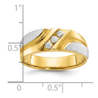 Two-tone Polished Satin & Grooved Engagement Ring Mounting