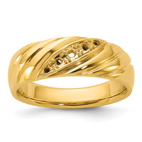 14k w/ White Rhodium Polished/Grooved Men's Ring Mounting