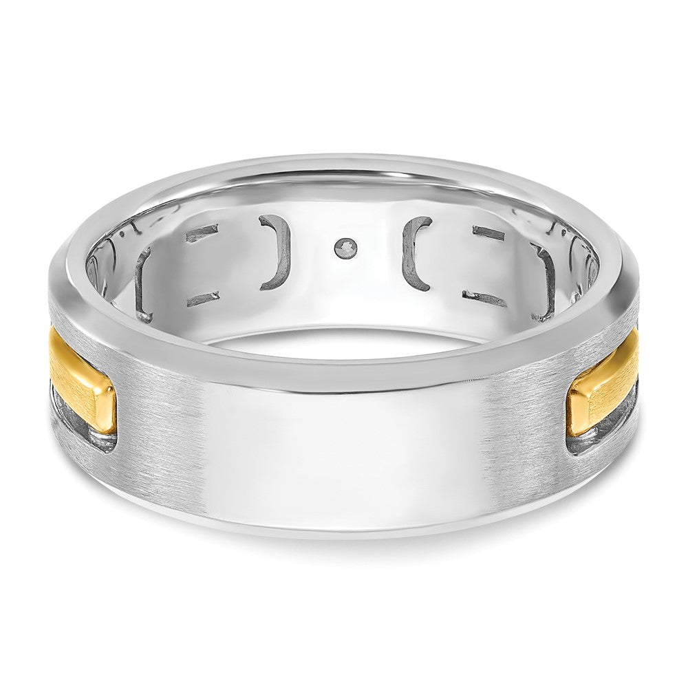14k Two-tone 1/6 ct Lab Grown Dia VS/SI+ G+ 3 Stone Comp Men's Ring
