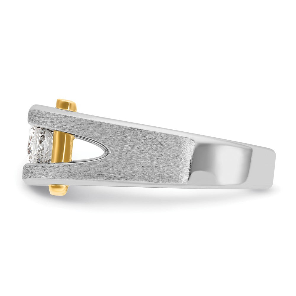 14k Two-tone 3/4 ct Lab Grown Diamond VS/SI+ G+ 3 Stone Comp Men's Ring