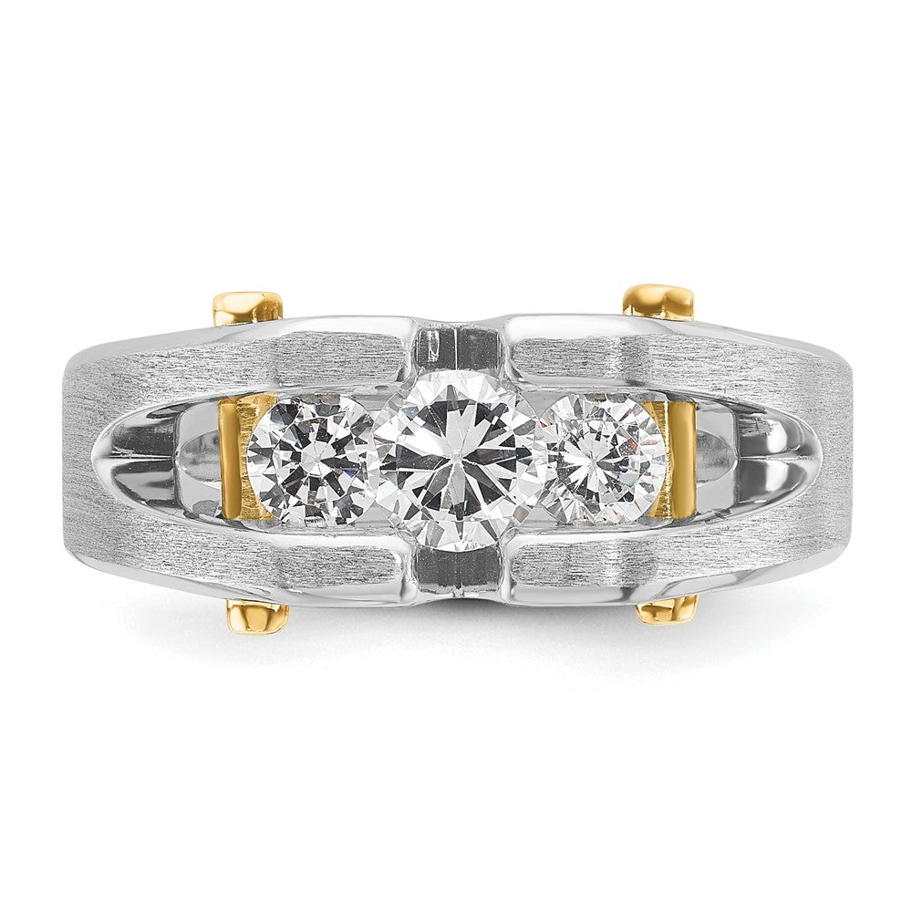 14k Two-tone 3/4 ct Lab Grown Diamond VS/SI+ G+ 3 Stone Comp Men's Ring