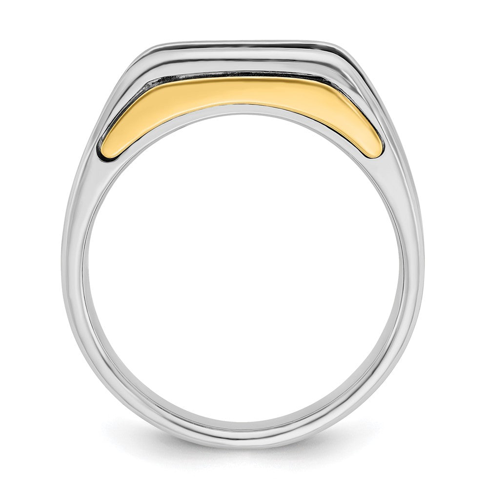 14k Two-tone 1 ct Lab Grown Diamond VS/SI+ G+ 3 Stone Complete Men's Ring