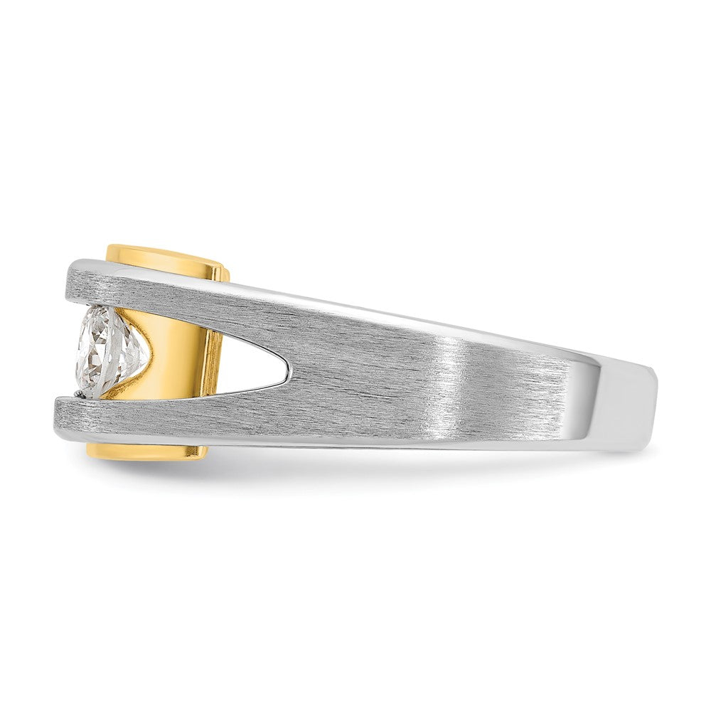 14k Two-tone 1 ct Lab Grown Diamond VS/SI+ G+ 3 Stone Complete Men's Ring