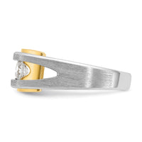 14k Two-tone 1 ct Lab Grown Diamond VS/SI+ G+ 3 Stone Complete Men's Ring