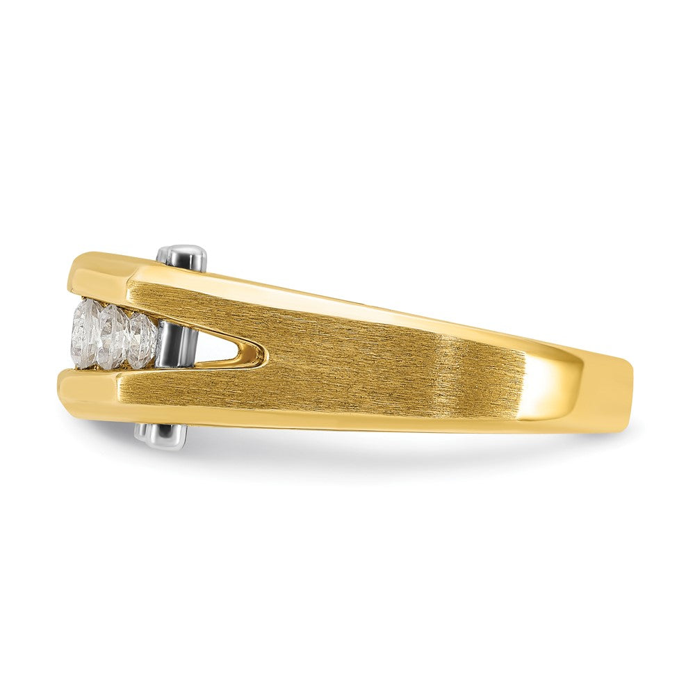 14k Two-tone 1/2 ct Lab Grown Diamond VS/SI+ G+ 5 Stone Comp Men's Ring