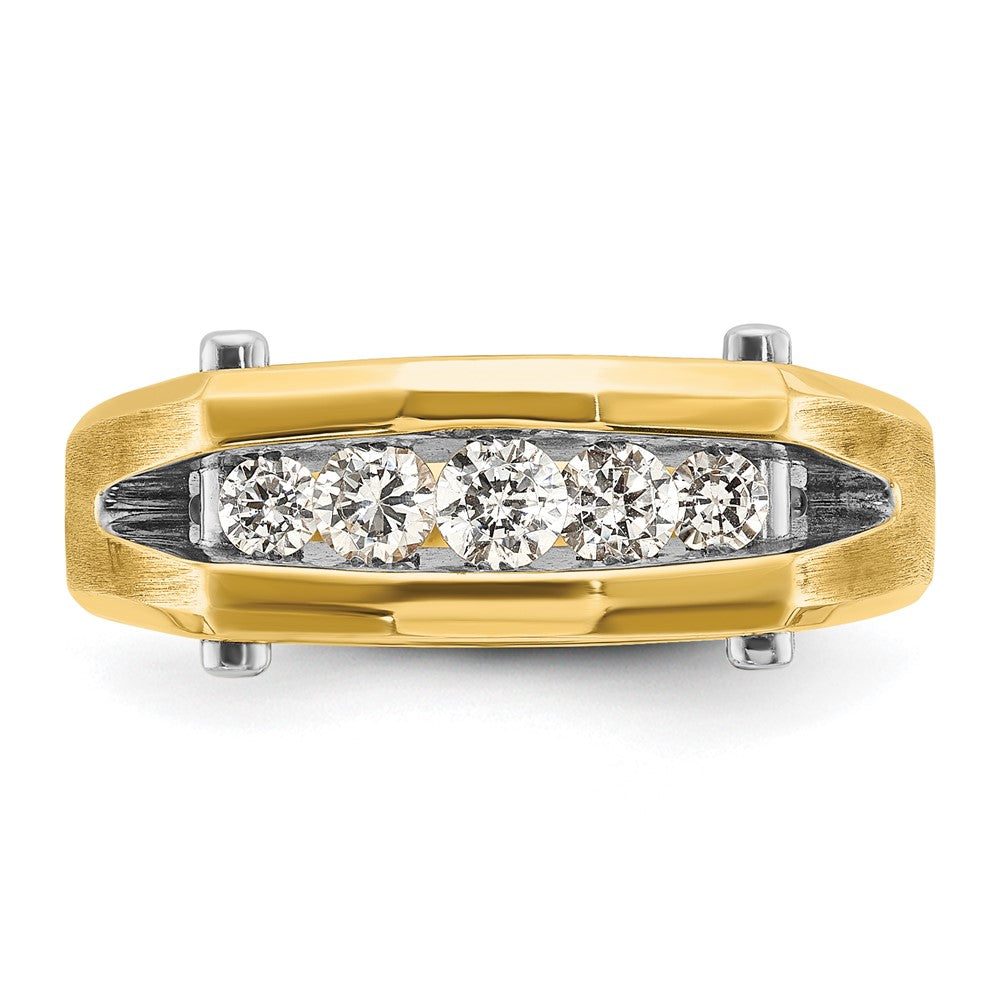 14k Two-tone 1/2 ct Lab Grown Diamond VS/SI+ G+ 5 Stone Comp Men's Ring