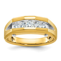 14k Two-tone 1/2 ct Lab Grown Diamond VS/SI+ G+ 5 Stone Comp Men's Ring