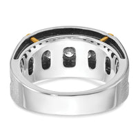 14k Two-tone w/ Blk RH 1 ct Lab Grown Dia VS/SI+ G+ 5 Stone Comp Men's Ring