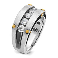 14k Two-tone w/ Blk RH 1 ct Lab Grown Dia VS/SI+ G+ 5 Stone Comp Men's Ring