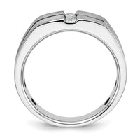 14k White Gold w/ Blck RH 1/5ct Lab Grown Dia VS/SI+ G+ 3 Stone Men's Ring