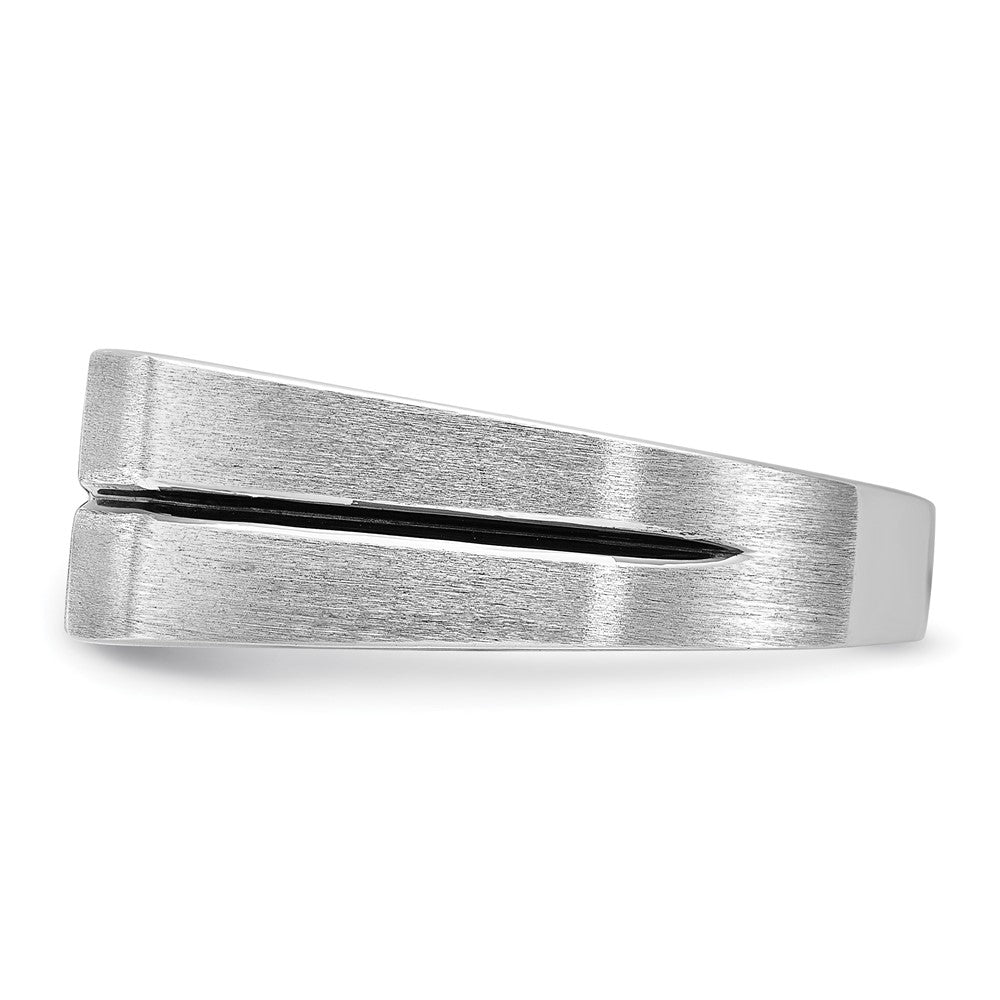 14k White Gold w/ Blck RH 1/5ct Lab Grown Dia VS/SI+ G+ 3 Stone Men's Ring