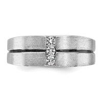 14k White Gold w/ Blck RH 1/5ct Lab Grown Dia VS/SI+ G+ 3 Stone Men's Ring