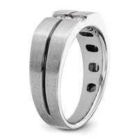 14k White Gold w/ Blck RH 1/5ct Lab Grown Dia VS/SI+ G+ 3 Stone Men's Ring