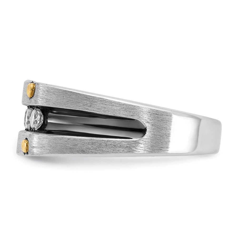 14k Two-tone w/ Blk RH 1/2 ct Lab Grown Dia VS/SI+ G+ 5 Stone Men's Ring