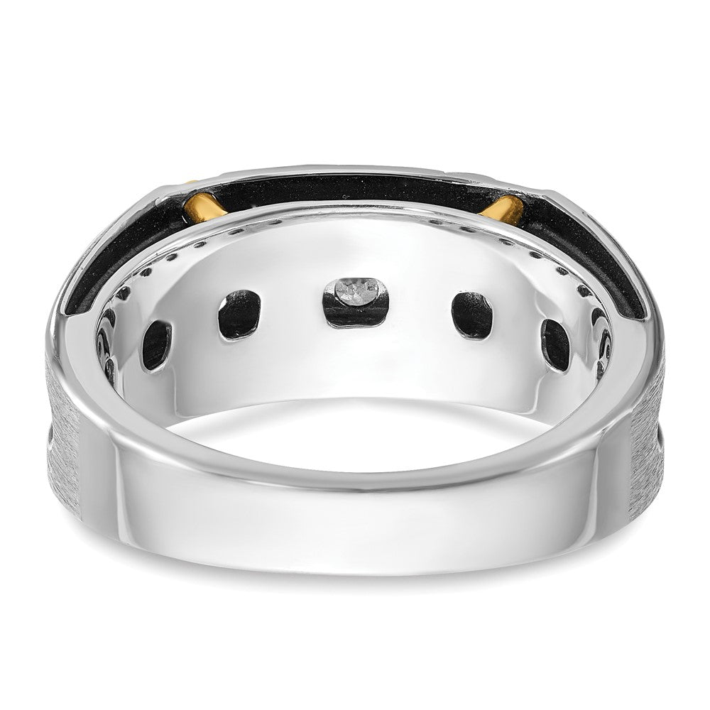 14k Two-tone w/ Blk RH 1/2 ct Lab Grown Dia VS/SI+ G+ 5 Stone Men's Ring