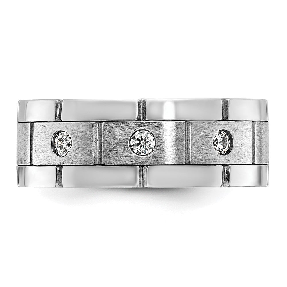 14k White Gold 1/6 ct Lab Grown Diamond VS/SI+ G+ 3 Stone Men's Ring