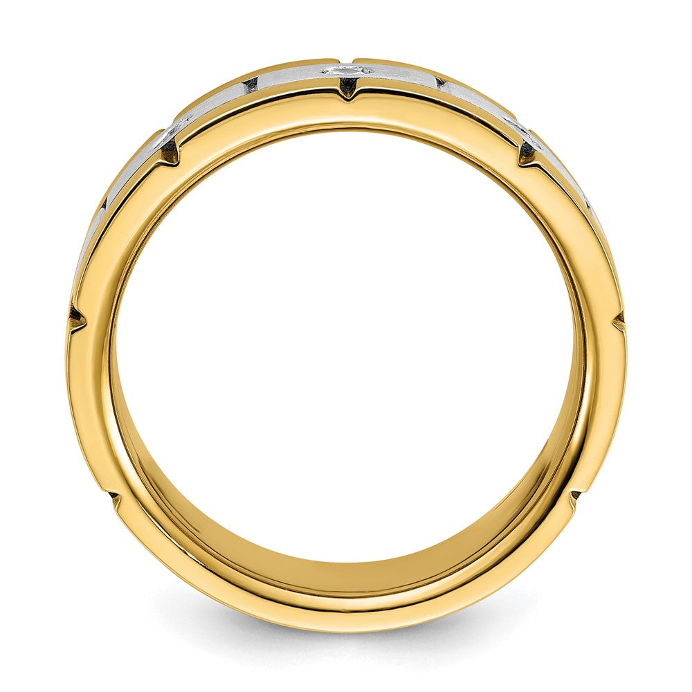 14k Two-tone 1/6 ct Lab Grown Dia VS/SI+ G+ 3 Stone Complete Men's Ring