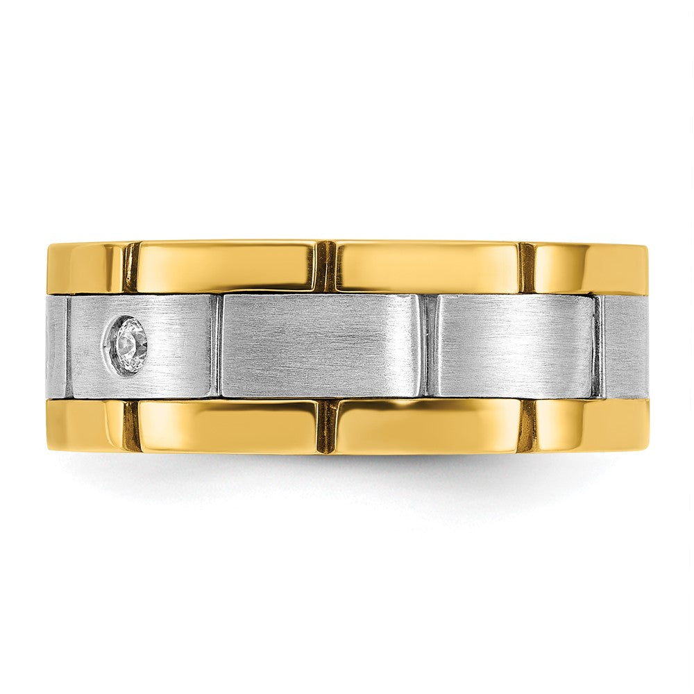 14k Two-tone 1/6 ct Lab Grown Dia VS/SI+ G+ 3 Stone Complete Men's Ring