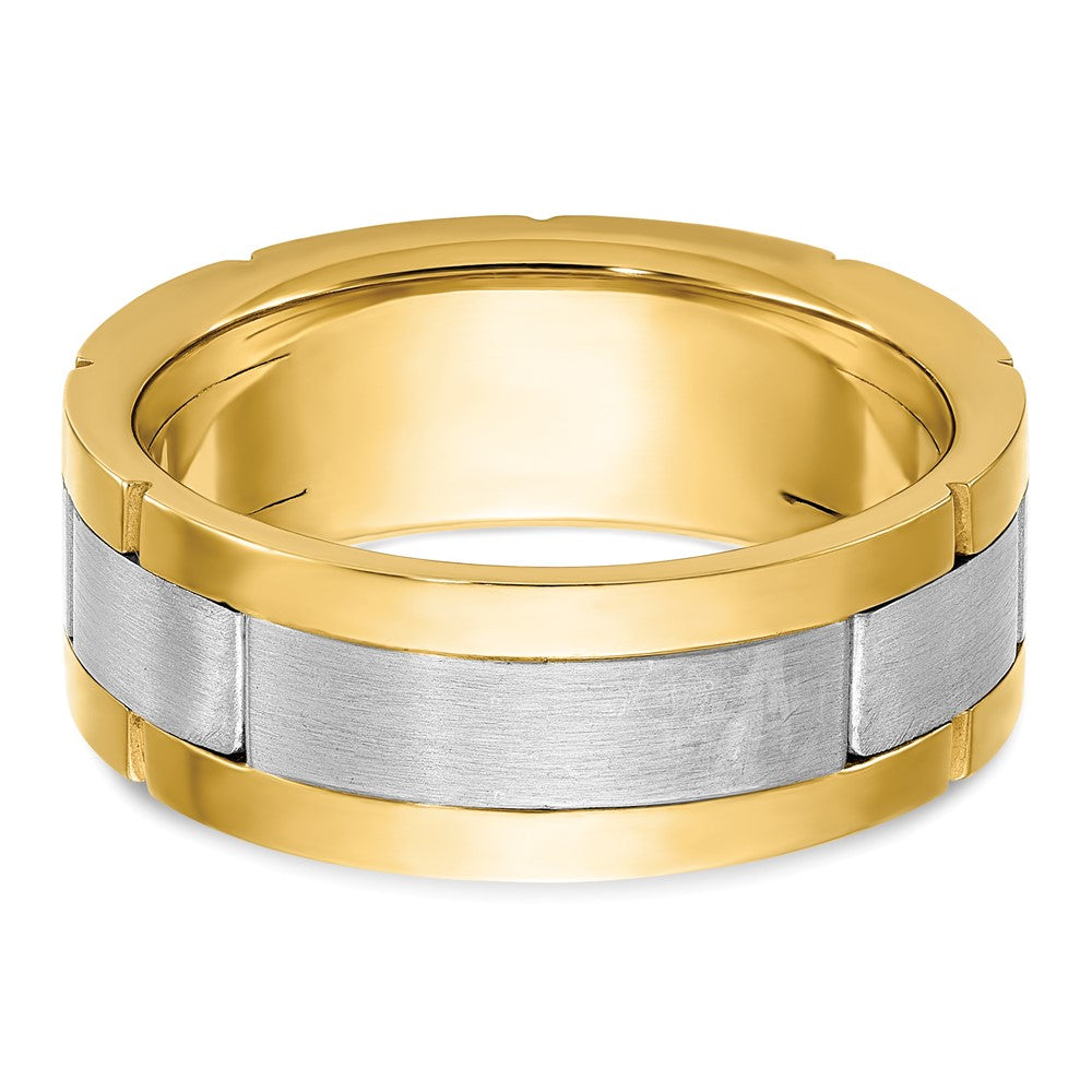 14k Two-tone 1/6 ct Lab Grown Dia VS/SI+ G+ 3 Stone Complete Men's Ring
