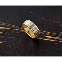 14k Two-tone 1/6 ct Lab Grown Dia VS/SI+ G+ 3 Stone Complete Men's Ring