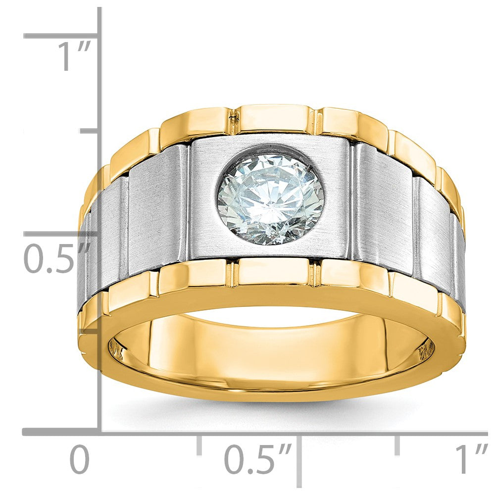 14k Two-tone 1 ct Lab Grown Diamond VS+ F+ Complete Men's Ring
