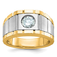 14k Two-tone 1 ct Lab Grown Diamond VS+ F+ Complete Men's Ring