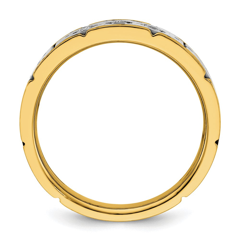14k Two-tone 1/4 ct Lab Grown Diamond VS/SI+ G+ Comp 3 Stone Men's Ring