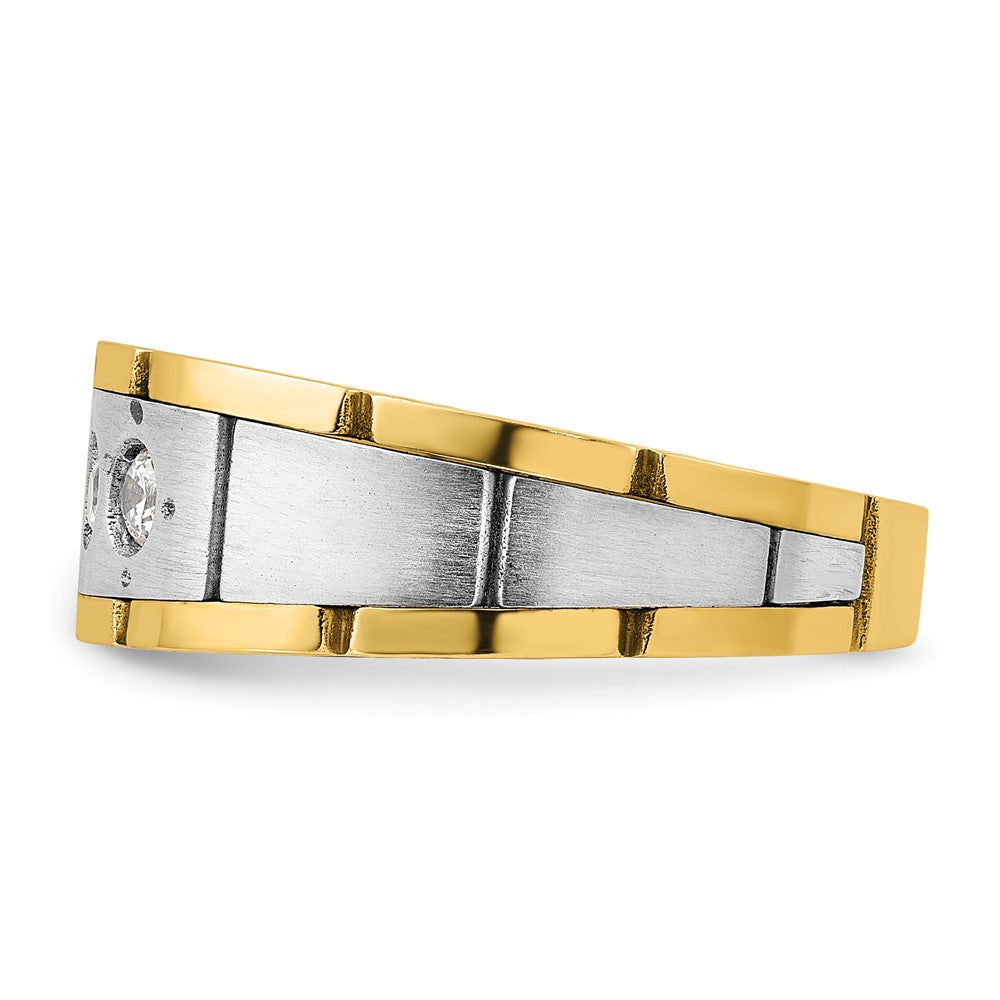 14k Two-tone 1/4 ct Lab Grown Diamond VS/SI+ G+ Comp 3 Stone Men's Ring