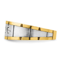 14k Two-tone 1/4 ct Lab Grown Diamond VS/SI+ G+ Comp 3 Stone Men's Ring