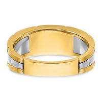 14k Two-tone 1/4 ct Lab Grown Diamond VS/SI+ G+ Comp 3 Stone Men's Ring