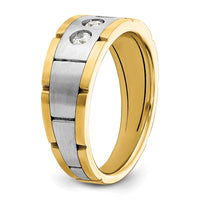 14k Two-tone 1/4 ct Lab Grown Diamond VS/SI+ G+ Comp 3 Stone Men's Ring