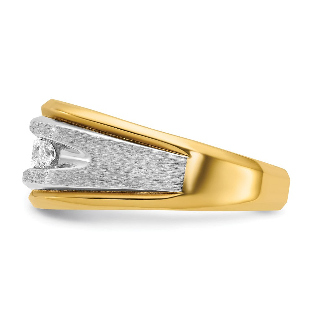 14k Two-tone 1/2 ct Lab Grown Diamond VS/SI+ G+ 5 Stone Comp Men's Ring