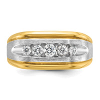 14k Two-tone 1/2 ct Lab Grown Diamond VS/SI+ G+ 5 Stone Comp Men's Ring