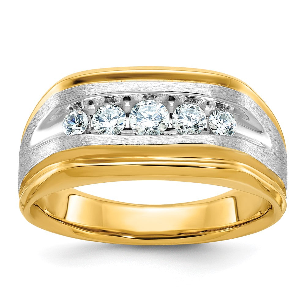 14k Two-tone 1/2 ct Lab Grown Diamond VS/SI+ G+ 5 Stone Comp Men's Ring