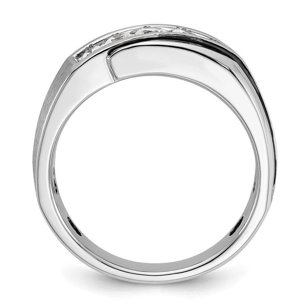 14k White Gold w/ Blck RH 1/2ct Lab Grown Dia VS/SI+ G+ Comp Men's Ring