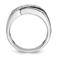 14k White Gold w/ Blck RH 1/2ct Lab Grown Dia VS/SI+ G+ Comp Men's Ring