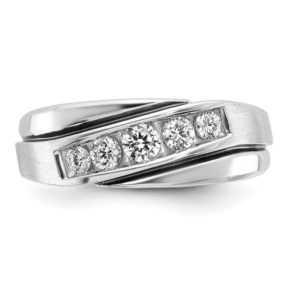 14k White Gold w/ Blck RH 1/2ct Lab Grown Dia VS/SI+ G+ Comp Men's Ring