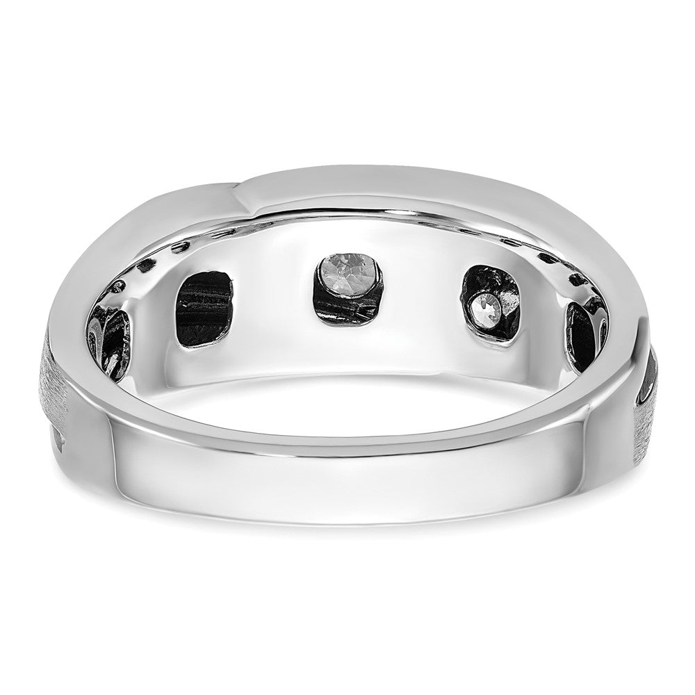 14k White Gold w/ Blck RH 1/2ct Lab Grown Dia VS/SI+ G+ Comp Men's Ring