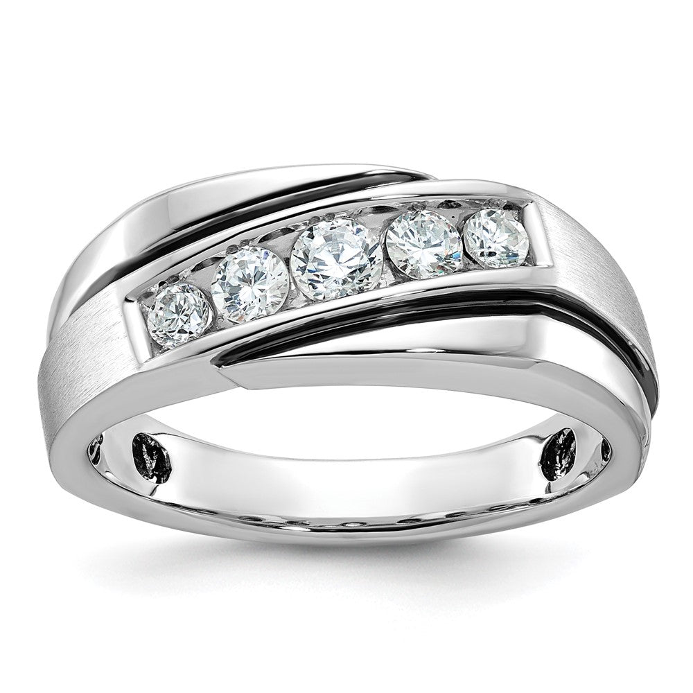 14k White Gold w/ Blck RH 1/2ct Lab Grown Dia VS/SI+ G+ Comp Men's Ring