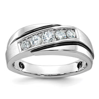 14k White Gold w/ Blck RH 1/2ct Lab Grown Dia VS/SI+ G+ Comp Men's Ring