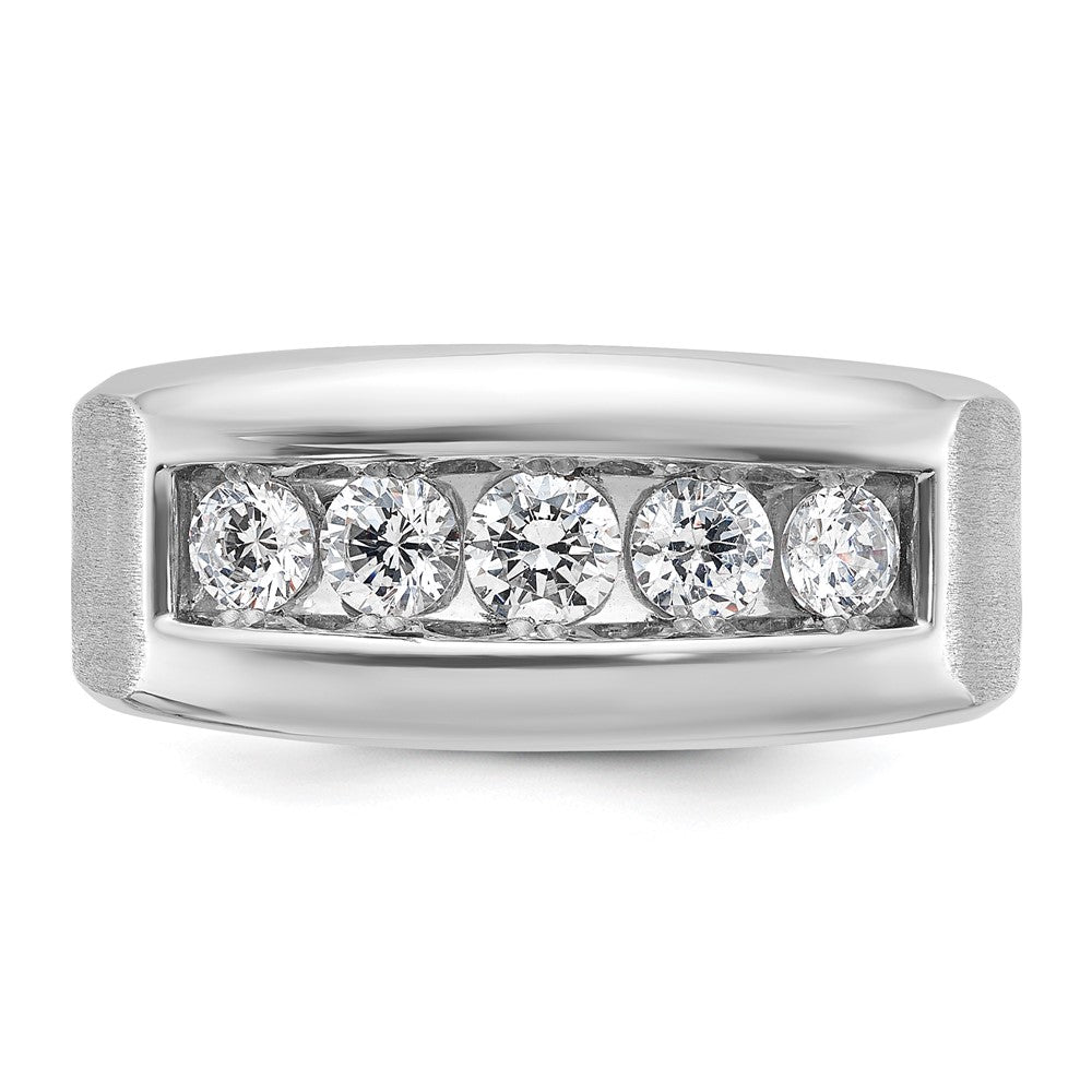 14k White Gold 1 ct Lab Grown Diamond VS/SI+ G+ 5 Stone Comp Men's Ring
