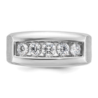 14k White Gold 1 ct Lab Grown Diamond VS/SI+ G+ 5 Stone Comp Men's Ring