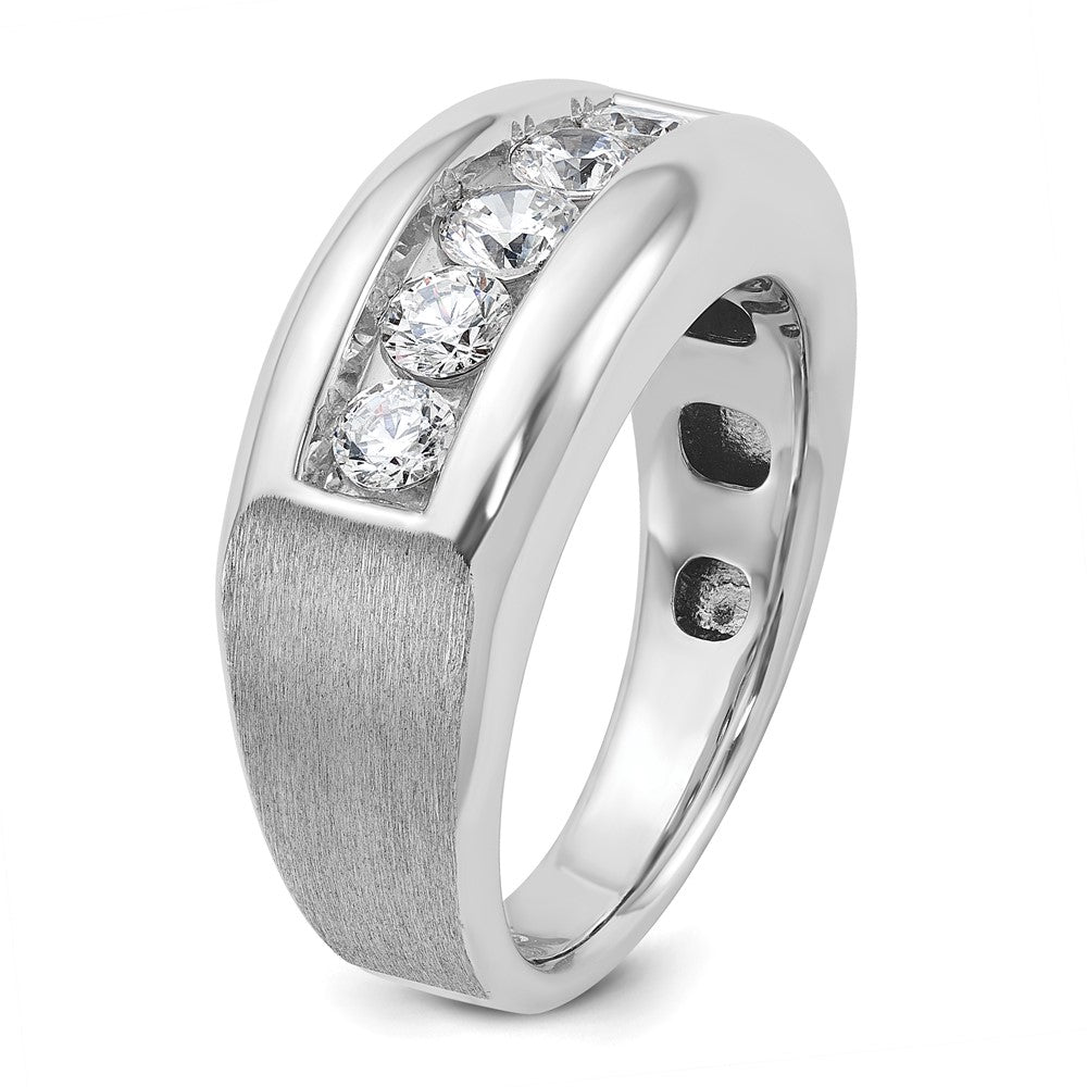 14k White Gold 1 ct Lab Grown Diamond VS/SI+ G+ 5 Stone Comp Men's Ring